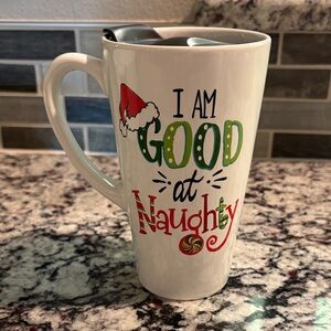 Festive Holiday Mug - White with Red and Green Accents